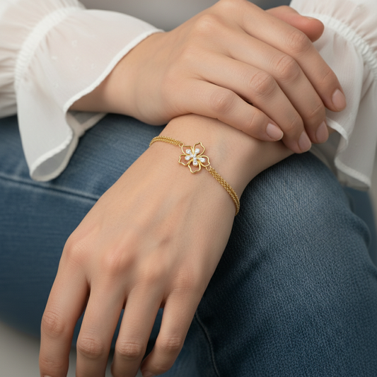 Luxury Floral Round Cut Moissanite Diamond Bracelet