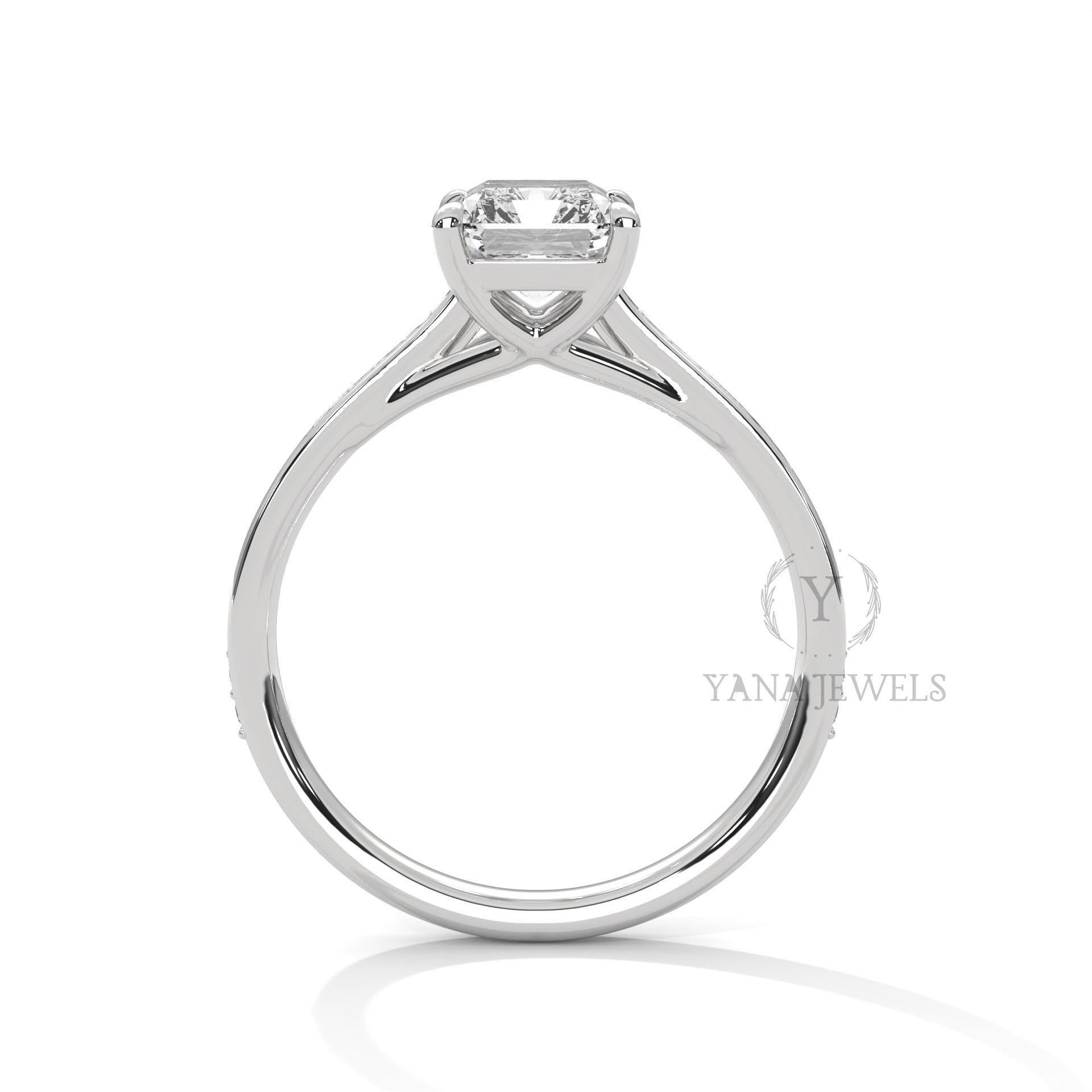 Elegant Emerald Cut Moissanite Engagement Ring