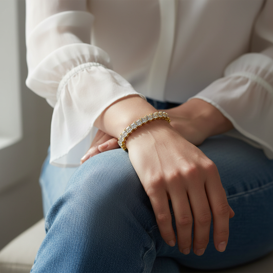 Princess Cut Moissanite Diamond Tennis Bracelet