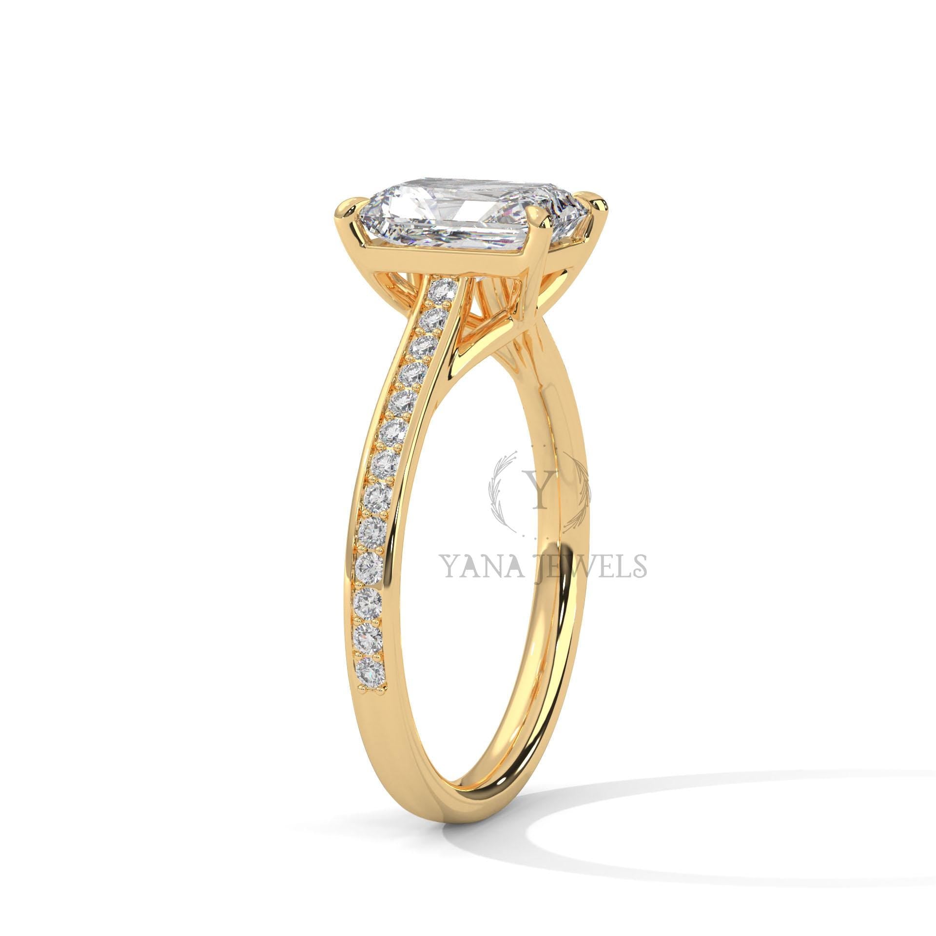 Emerald Cut Lab Grown Diamond Engagement Ring