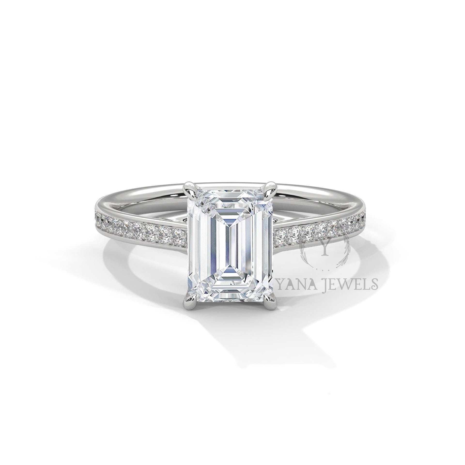 Emerald Cut Lab Grown Diamond Engagement Ring