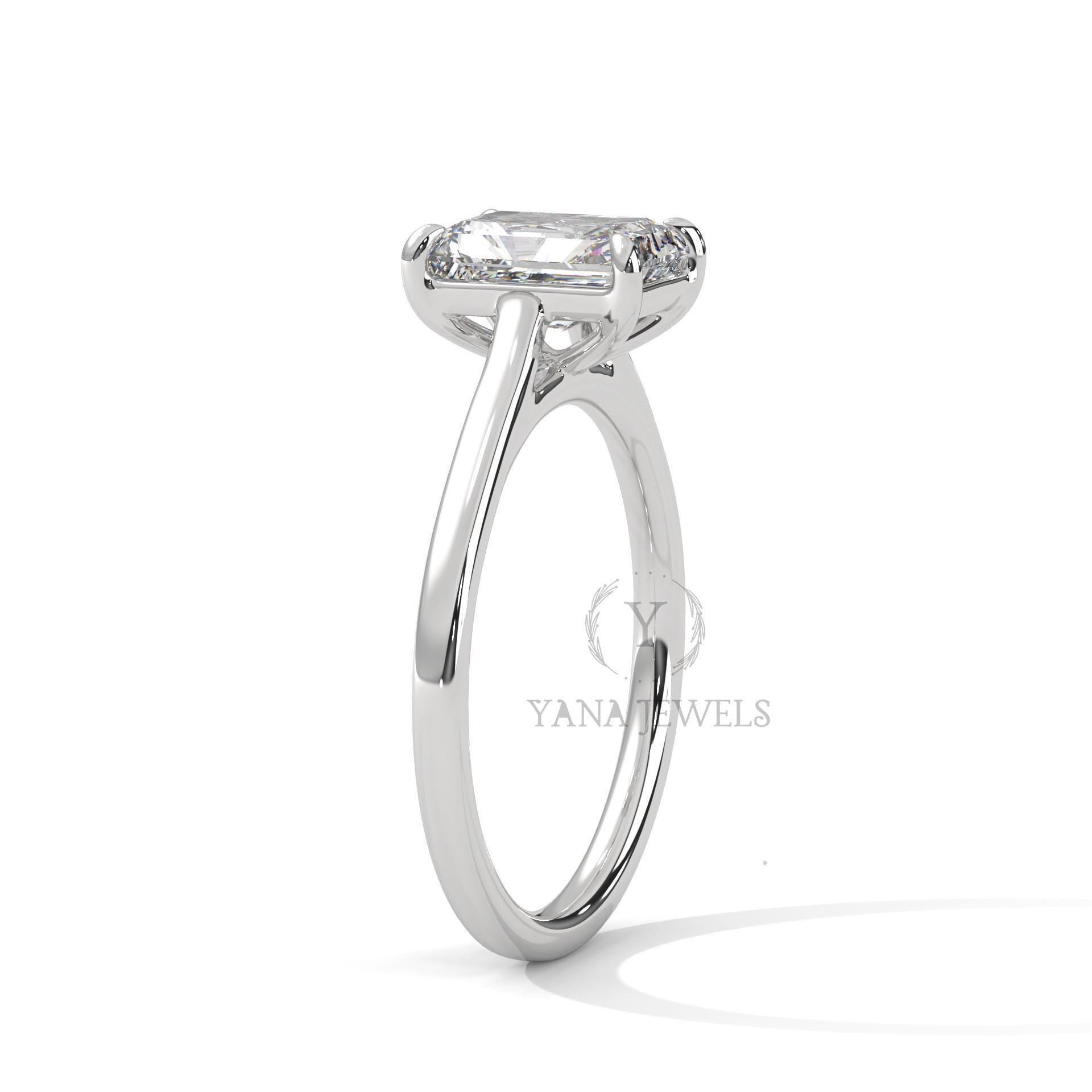 emerald cut moissanite engagement ring