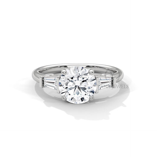 Three Stone Solitaire Engagement Ring – Moissanite Diamond 1.0 To 3.0 CT