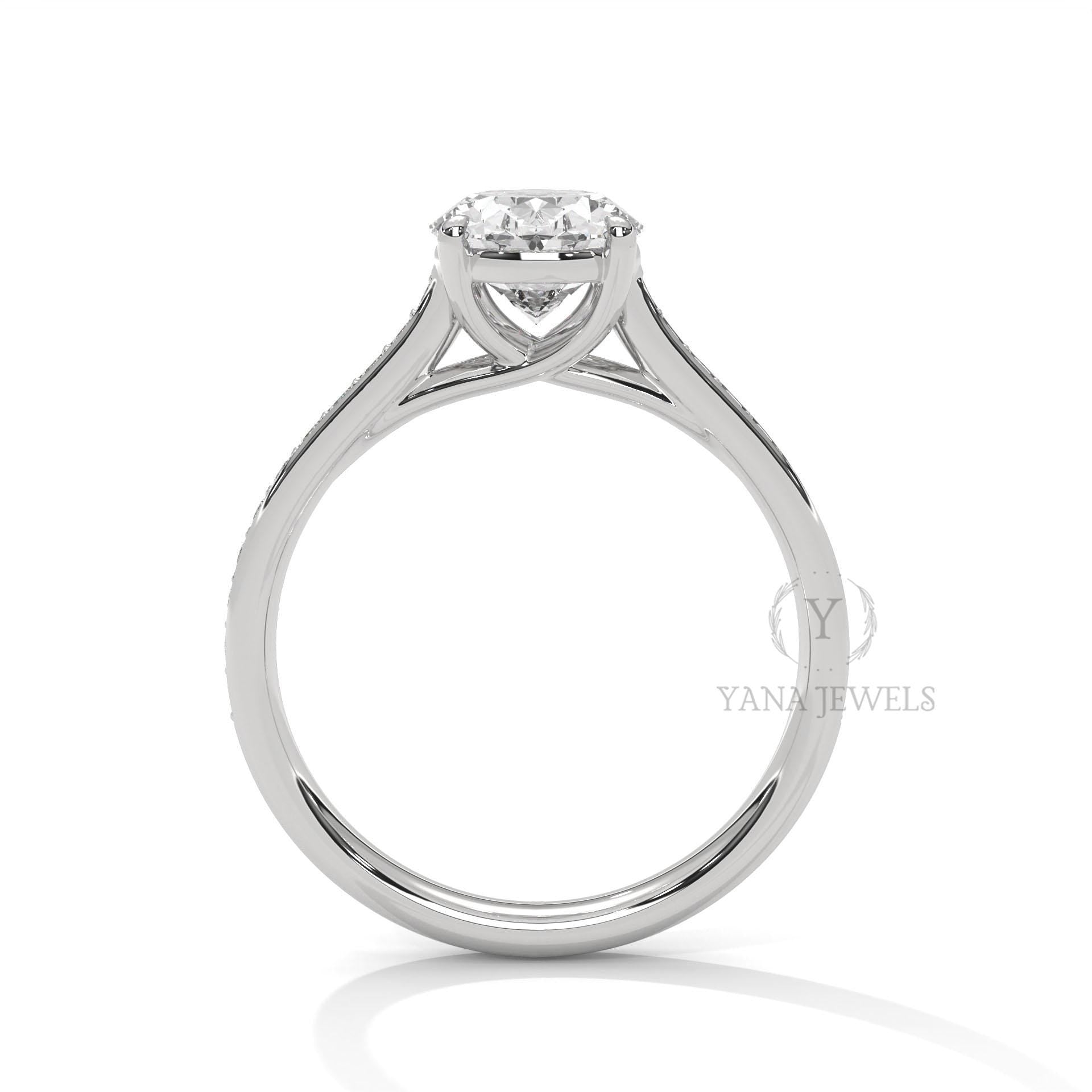 Elegant Oval Cut Solitaire Moissanite Engagement Ring