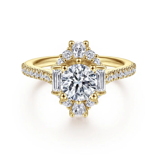 Art Deco Halo Diamond Engagement Ring