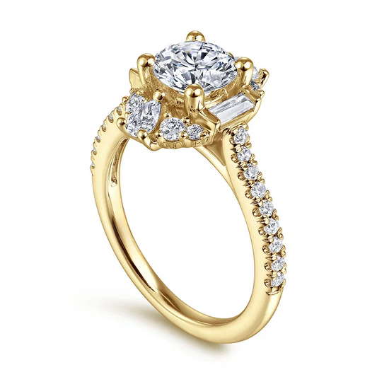 Art Deco Halo Diamond Engagement Ring