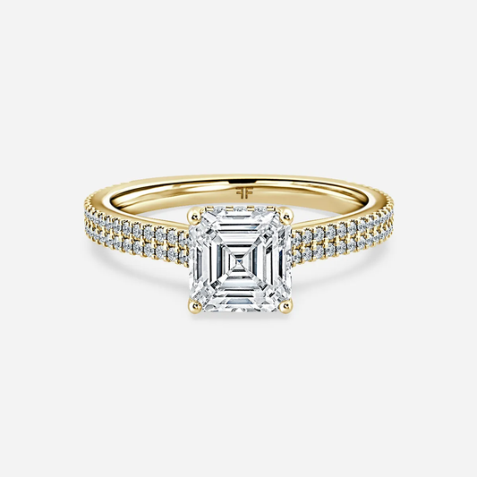 Elisa Yellow Gold Hidden Halo Double Row Diamond Ring – 18K
