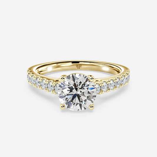 Yellow Gold Hidden Halo Diamond Engagement Ring – 18k Round Cut Solitaire18k gold engagement ring,classic diamond engagement ring USA,fine jewelry USA,gold hidden halo bridal ring,hidden halo diamond engagement ring,hidden halo proposal ring,hidden halo s
