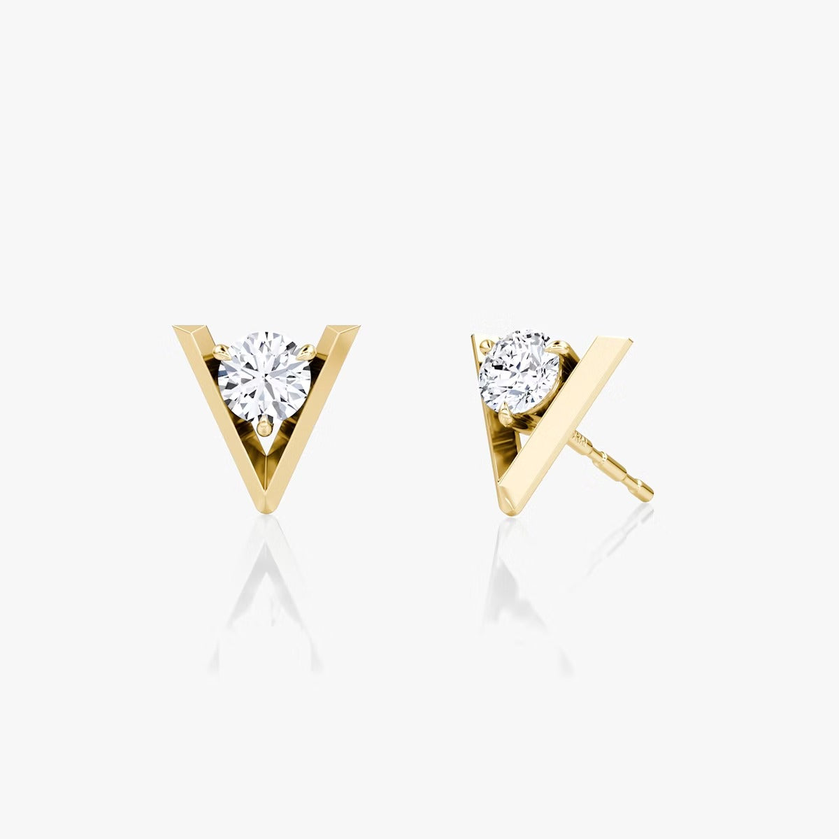 Classic V-Style Solitaire Stud Earrings