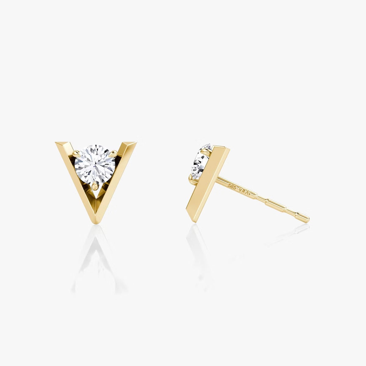 Classic V-Style Solitaire Stud Earrings