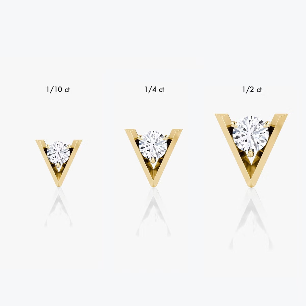 Classic V-Style Solitaire Stud Earrings