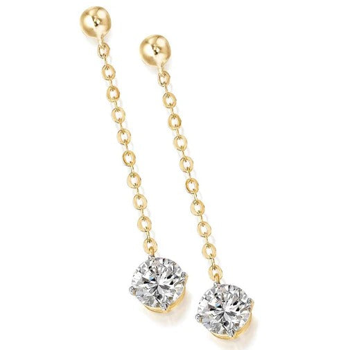 Posh Solitaire Drop Earrings with 2ct Tru-Diamonds