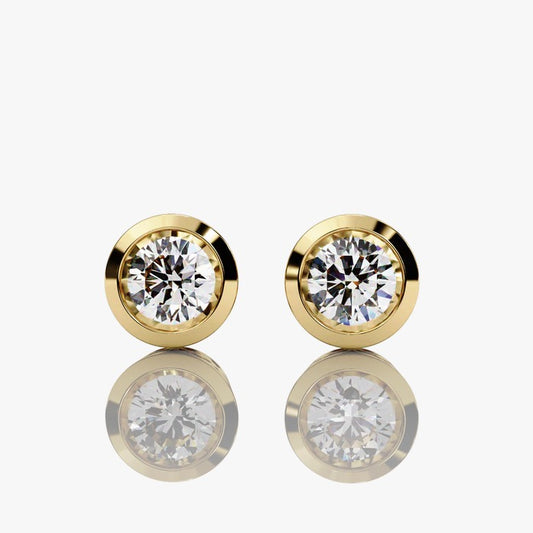 Round Brilliant Lab Grown Diamond Solitaire Stud Earrings for Women