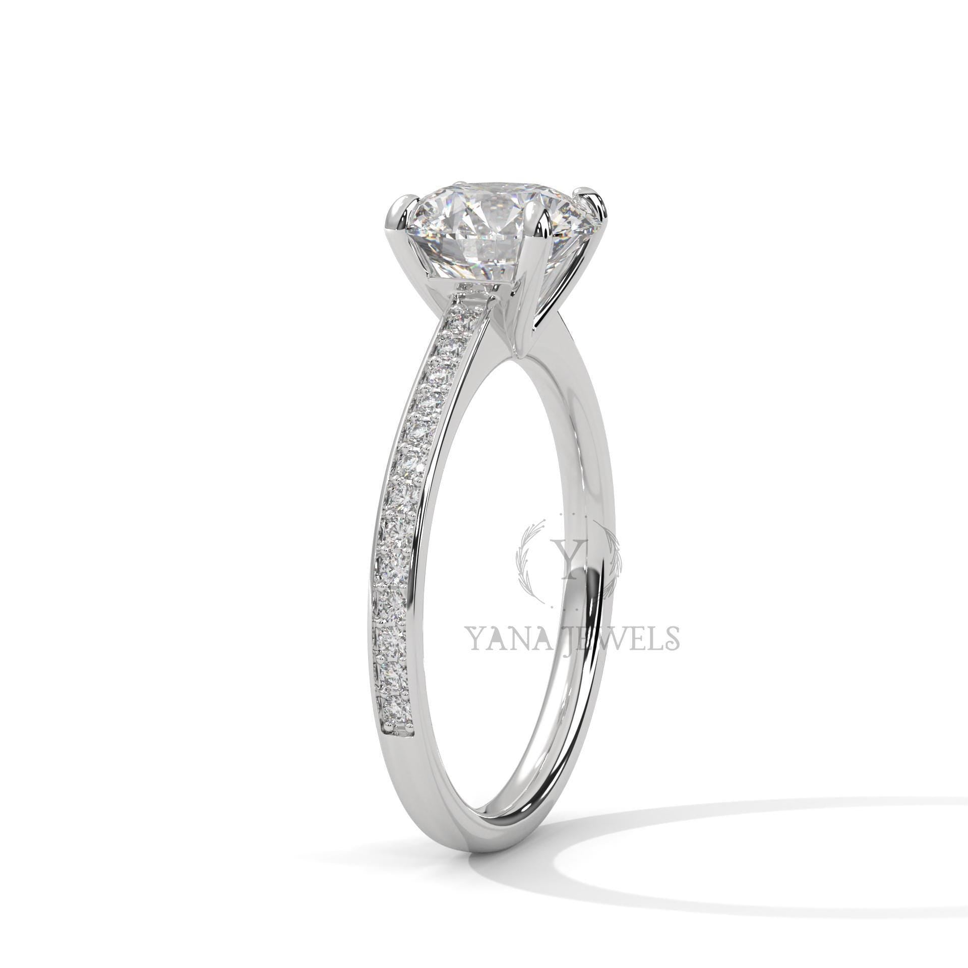 Round Lab Grown Diamond Solitaire Engagement Ring