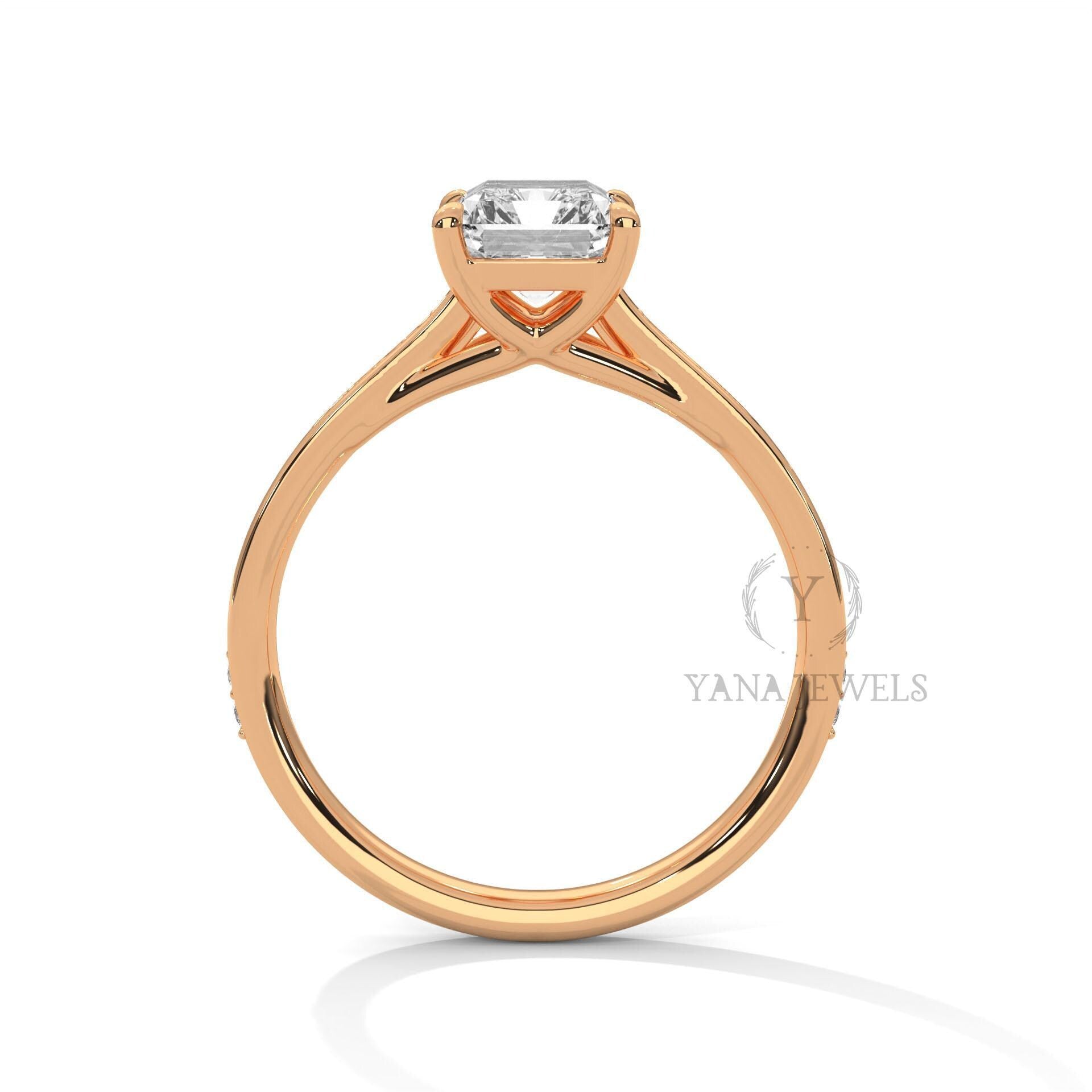 Elegant Emerald Cut Moissanite Engagement Ring