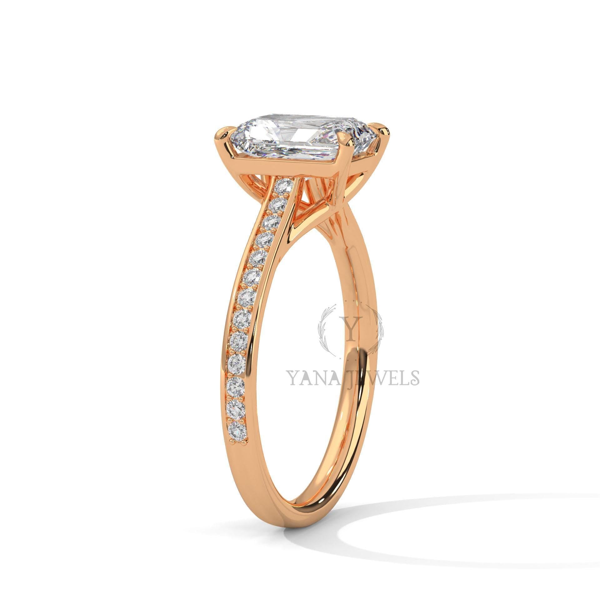 Elegant Emerald Cut Moissanite Engagement Ring