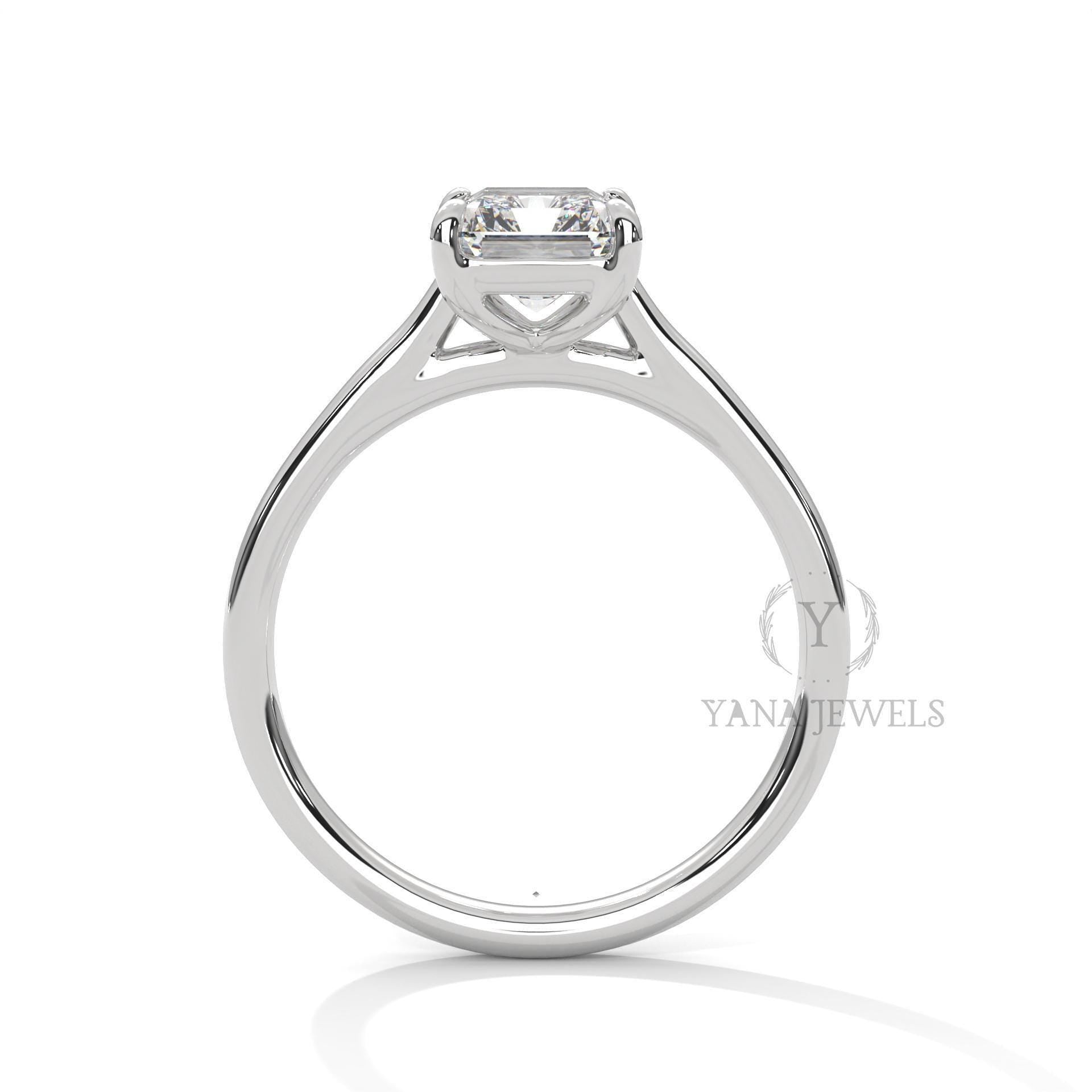 emerald cut moissanite engagement ring