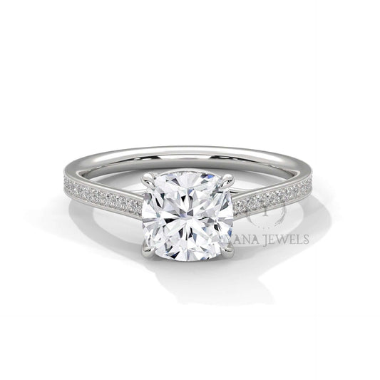 Cushion Cut Moissanite Engagement Ring