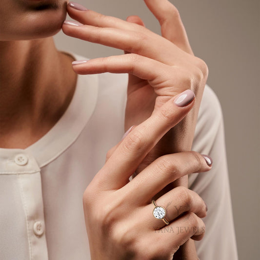 Hidden Halo Round Solitaire Engagement Ring 1–3 CT GRA Moissanite