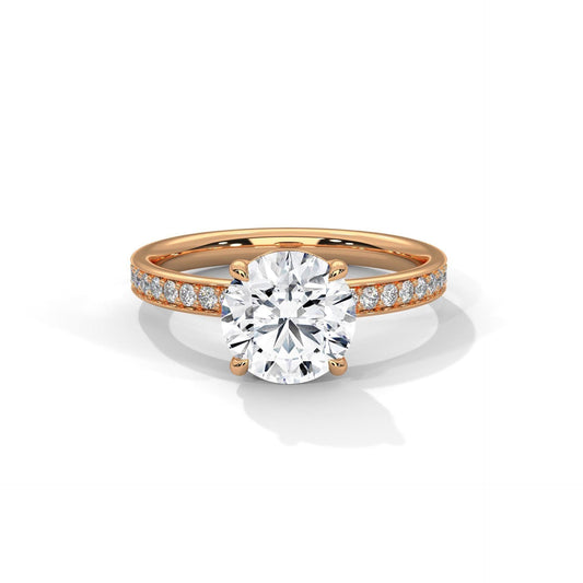Round Cut Bezel Moissanite Diamond Engagement Ring – GRA Certified