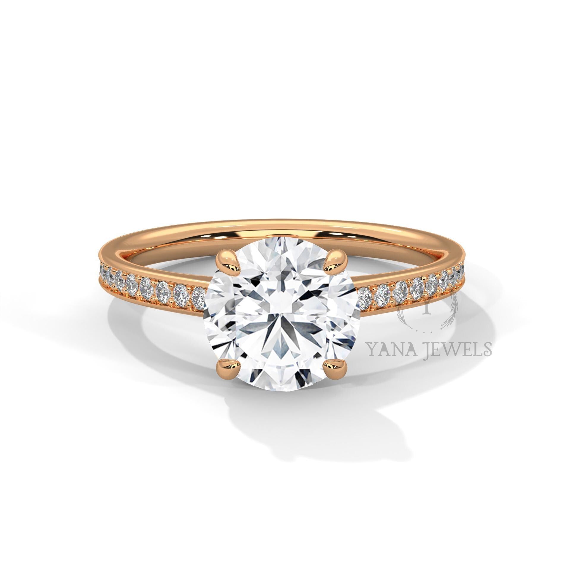 Round Lab Grown Diamond Solitaire Engagement Ring