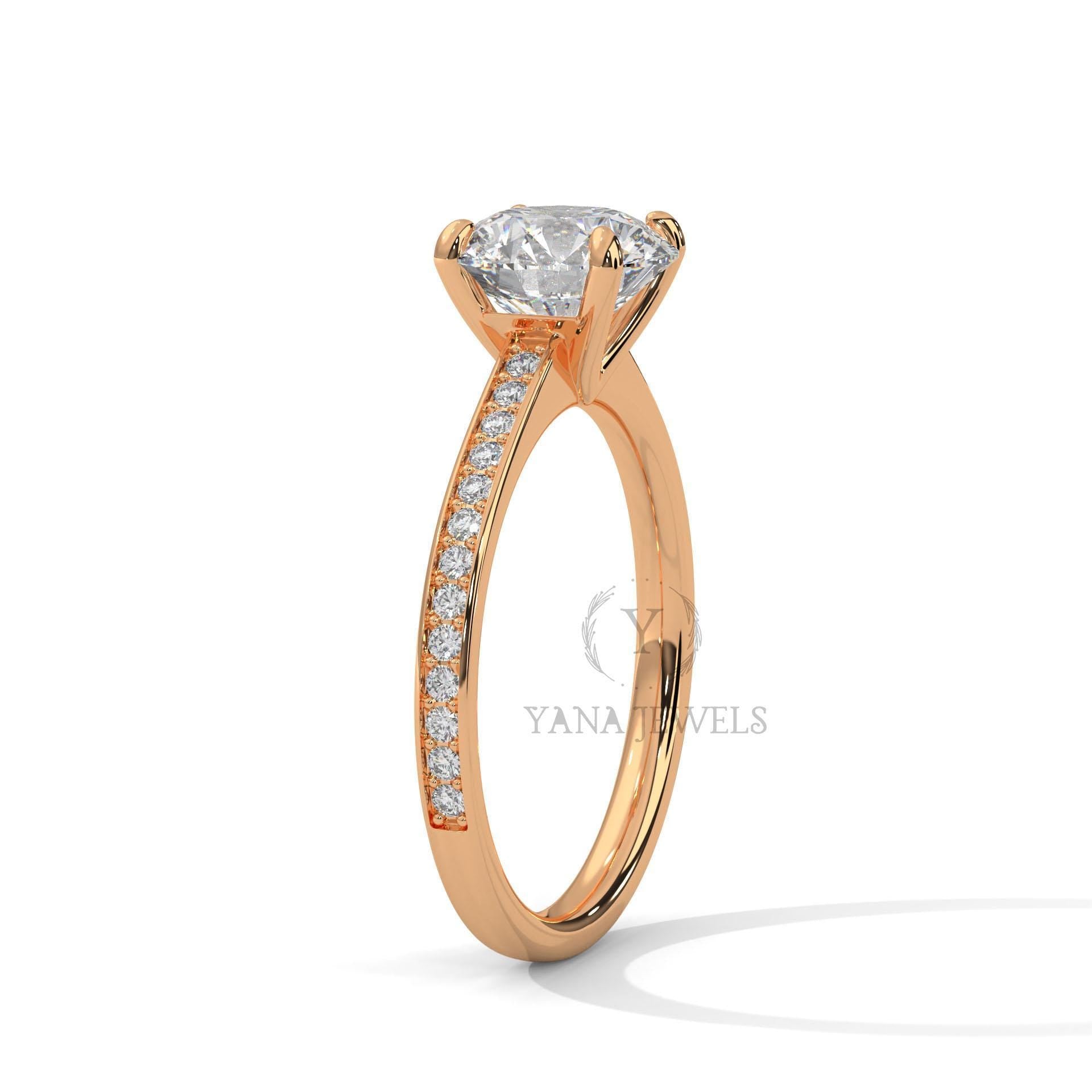 Round Lab Grown Diamond Solitaire Engagement Ring