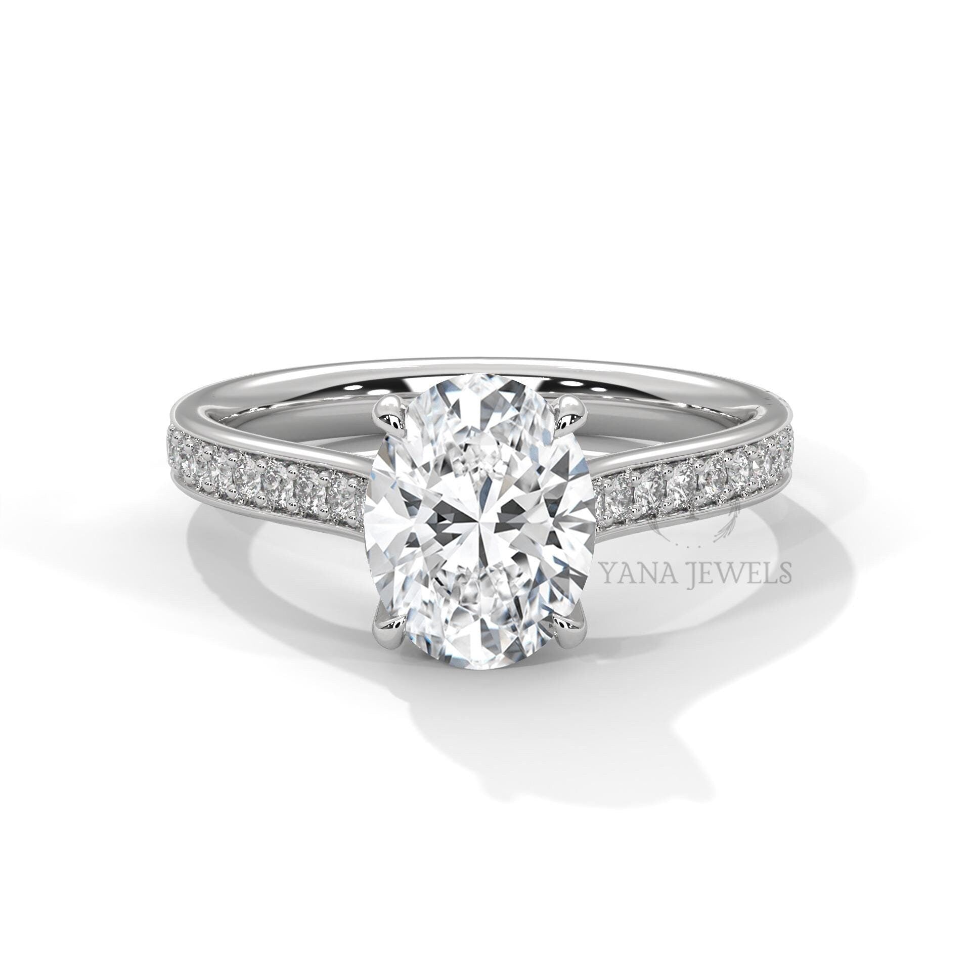 Elegant Oval Cut Solitaire Moissanite Engagement Ring