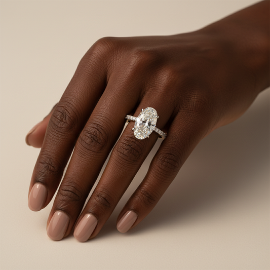 3.50Ct Oval Cut IGI Certified Lab Grown Diamond Ring in 18kt Gold