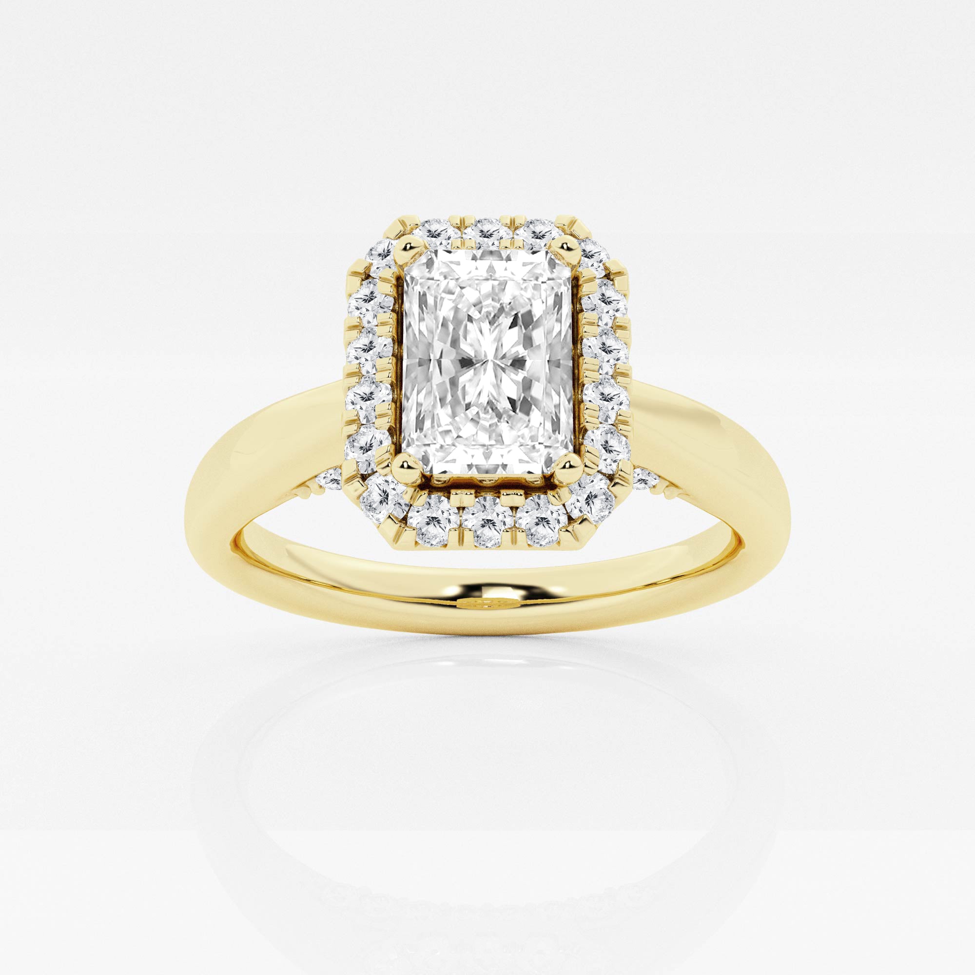 Arch Halo Engagement Ring - Radiant Diamond - 18K Yellow Gold