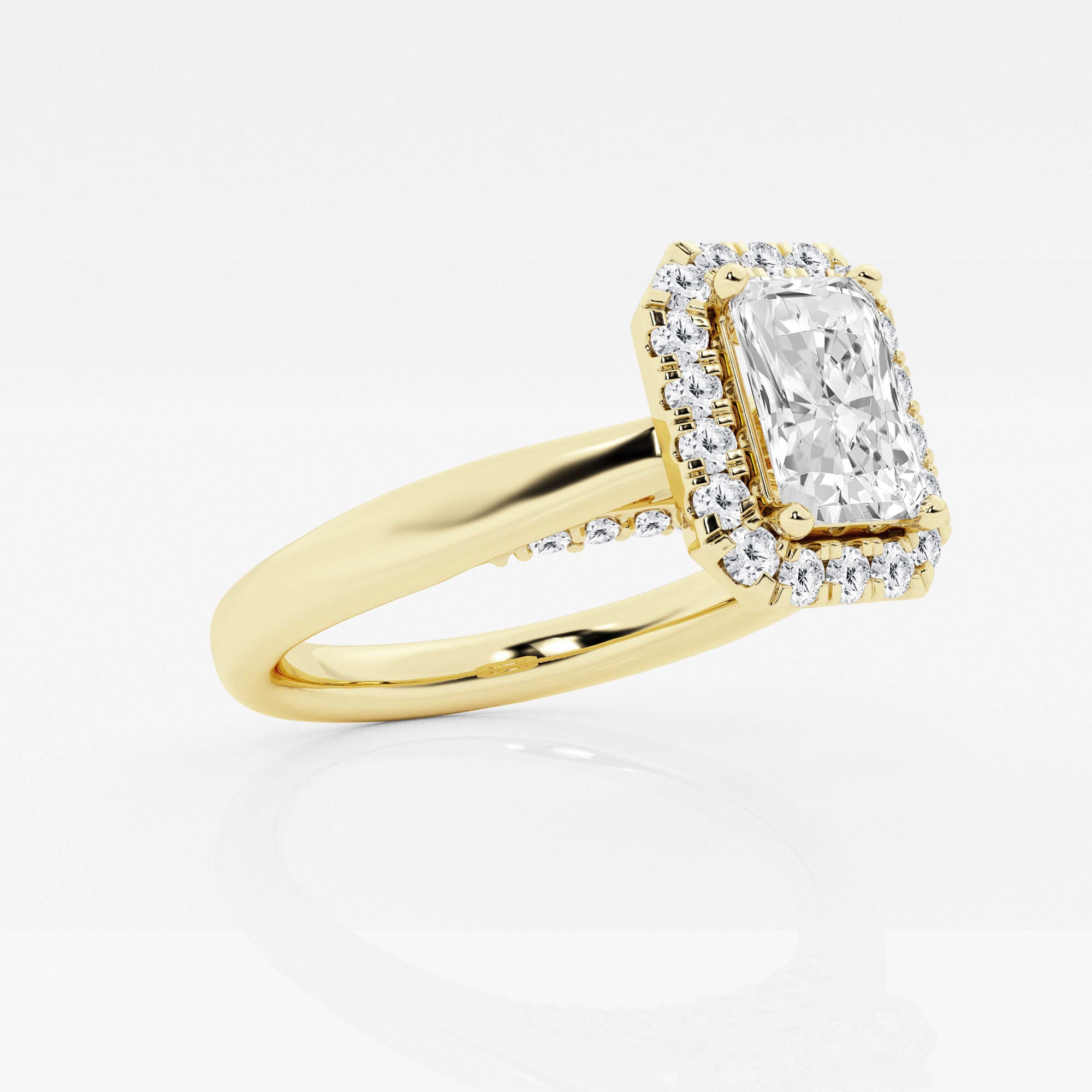 Arch Halo Engagement Ring - Radiant Diamond - 18K Yellow Gold