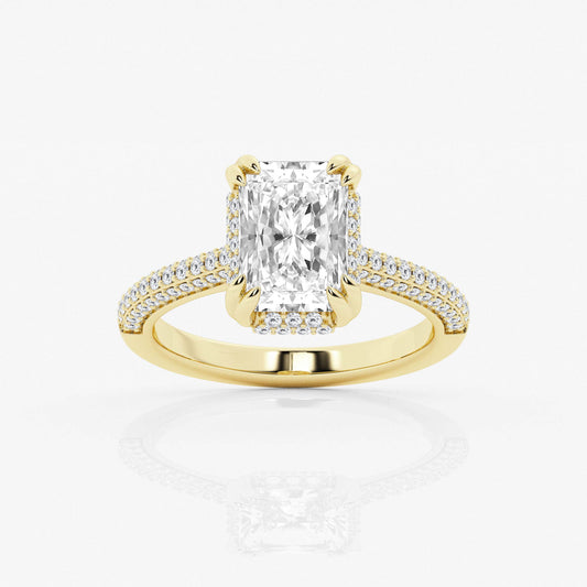 Hidden Halo Engagement Ring - Radiant Diamond - 18K Yellow Gold