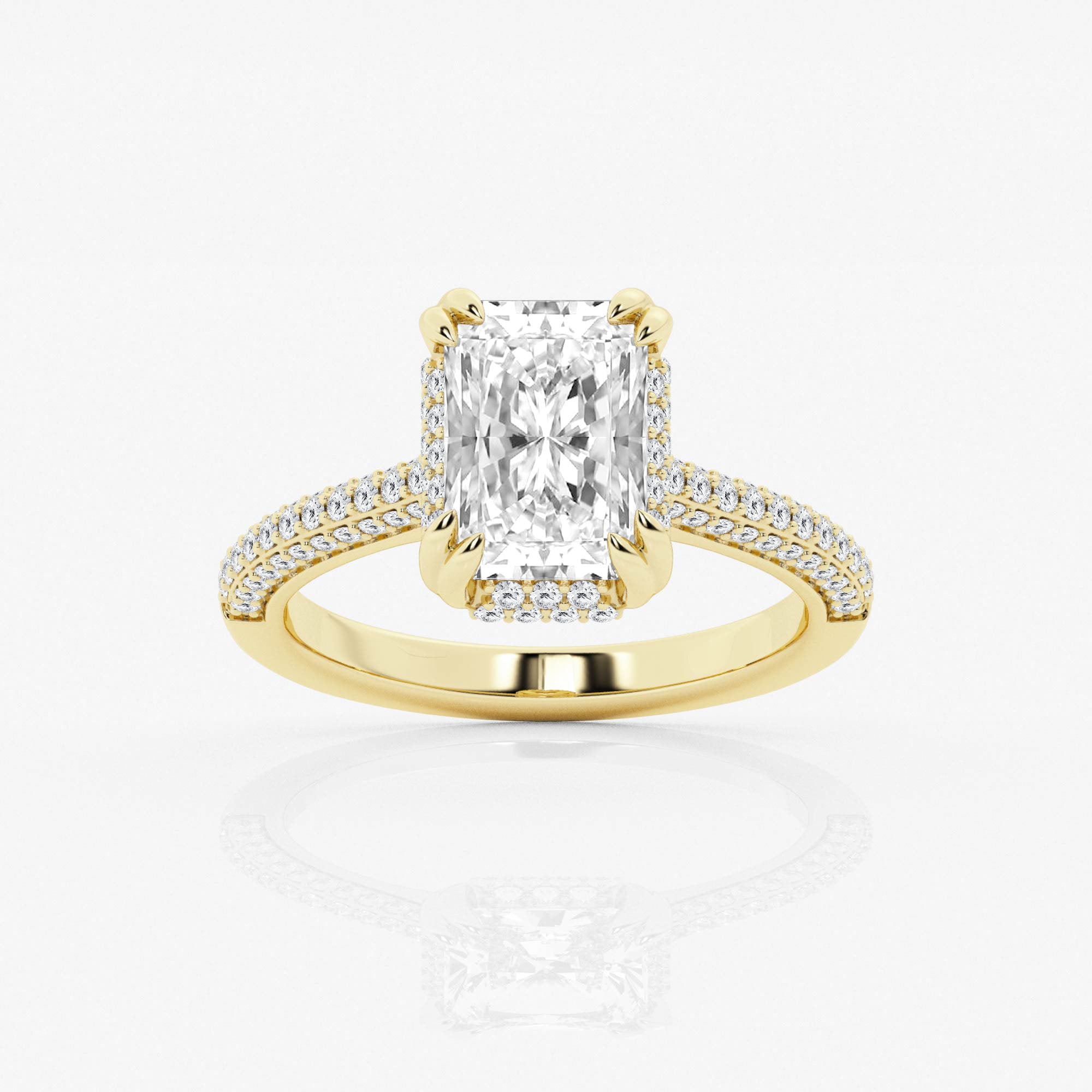 Hidden Halo Engagement Ring - Radiant Diamond - 18K Yellow Gold