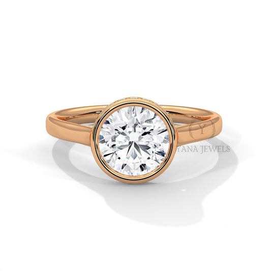 Hidden Halo Round Solitaire Engagement Ring 1–3 CT GRA Moissanite