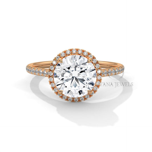 1.0 To 3.0 CT Round Halo Setting Solitaire Ring GRA Certified Moissanite Diamond Wedding Ring, Engagement Ring, Round Diamond Ring for Women