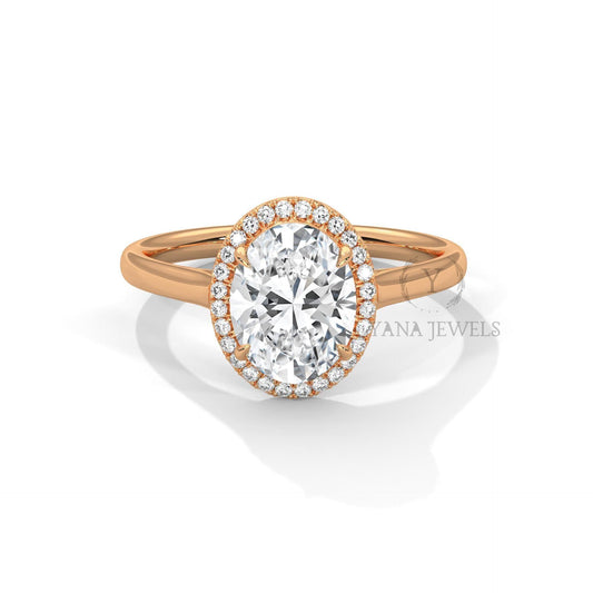 1.0 To 3.0 CT Oval Halo Setting Solitaire Ring GRA Certified Moissanite Diamond Wedding Ring, Engagement Ring, Oval Diamond Ring for Women
