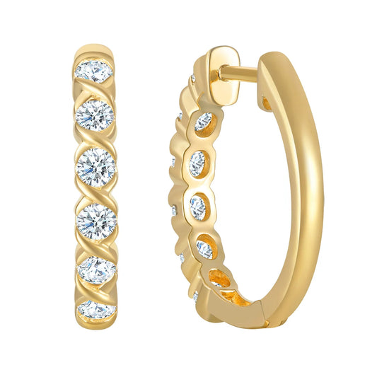 Round Brilliant 0.50 ctw VS2 Clarity, I Color Diamond 18kt Yellow Gold Hoop Earrings