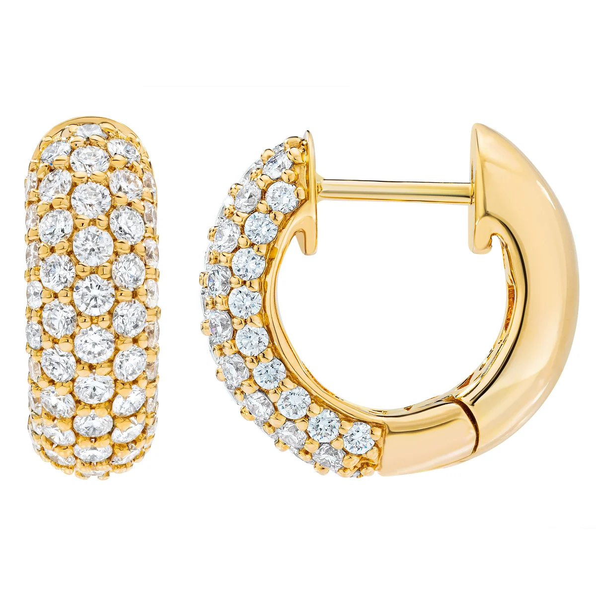 Round Brilliant 1.00 ctw VS2 Clarity, I Color Diamond 18kt Yellow Gold Huggie Hoop Earrings