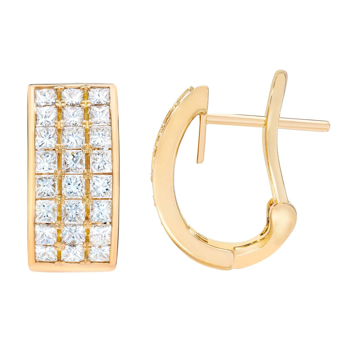 Princess Cut 2.00 ctw VS2 Clarity, I Color Diamond 18kt Yellow Gold Hoop Earrings