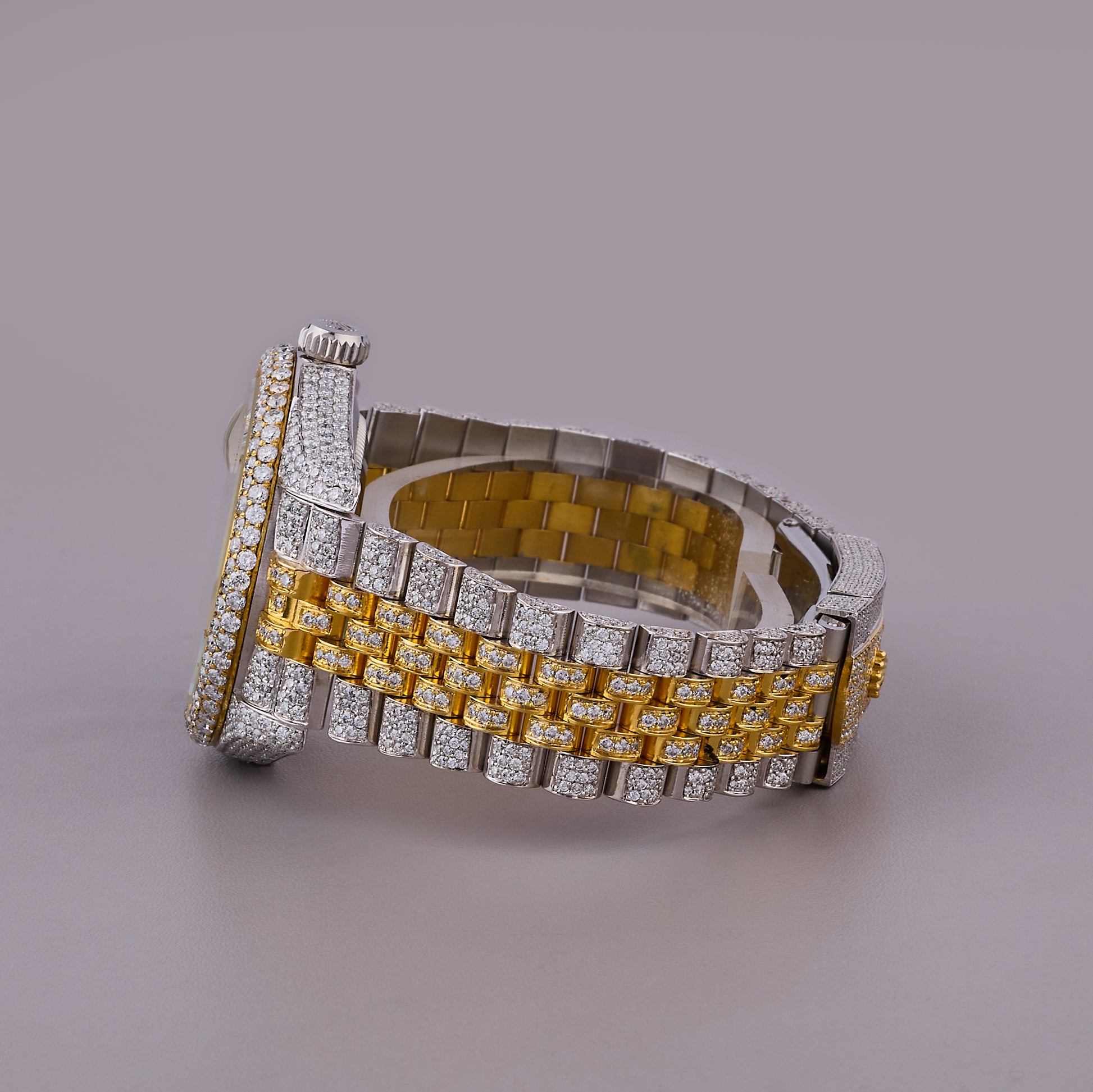 Luxury Two-Tone Moissanite Watch with Arabic Dial