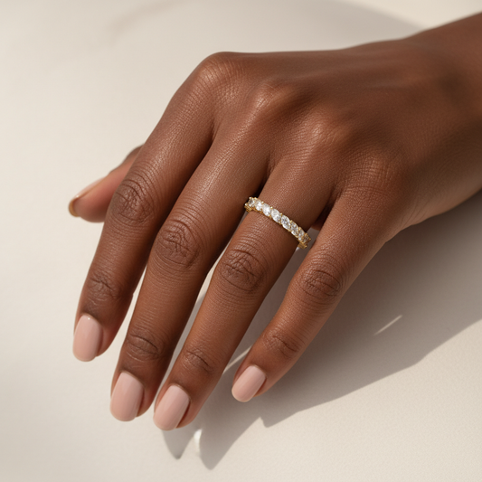 Crown Line Marquise Moissanite Eternity Diamond Band