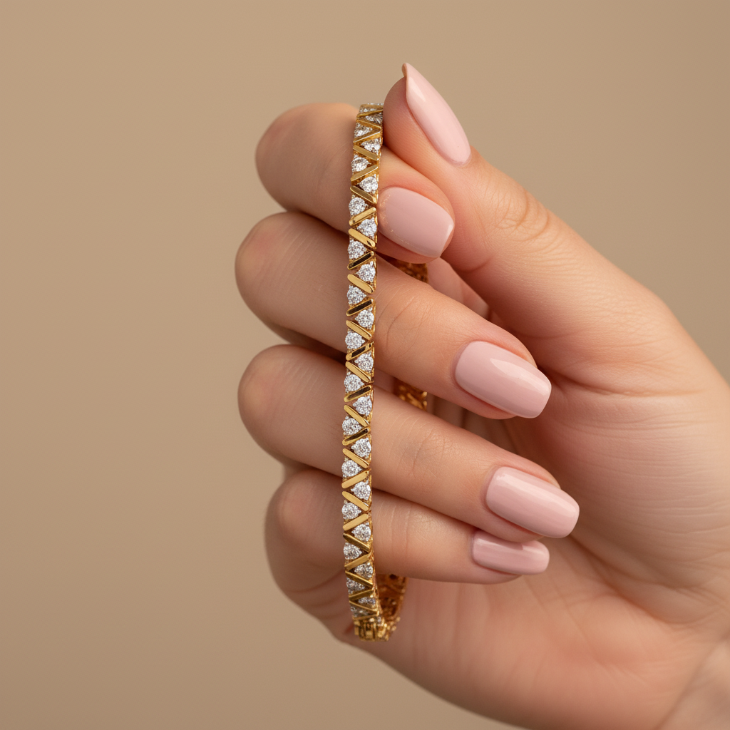 Modern Zig-Zag Round Cut Lab Grown Diamond Tennis Bracelet