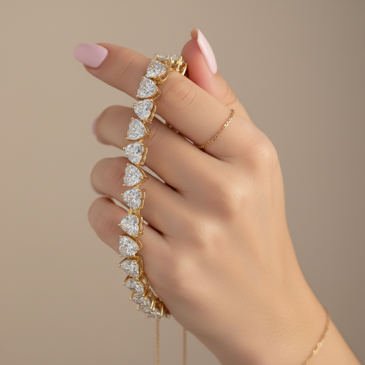 Heart Cut Lab Grown Diamond Tennis Bracelet