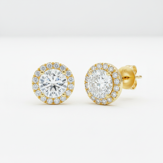 Round Cut Lab Grown Diamond Halo Stud Earrings (Copy)