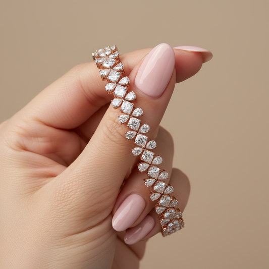 3 Row Fancy Cut Moissanite Diamond Tennis Bracelet