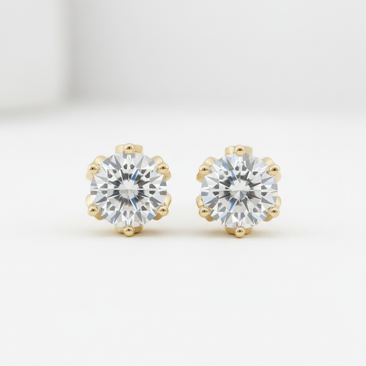 Crown Style 6 Prong Lab Grown Diamond Stud Earrings