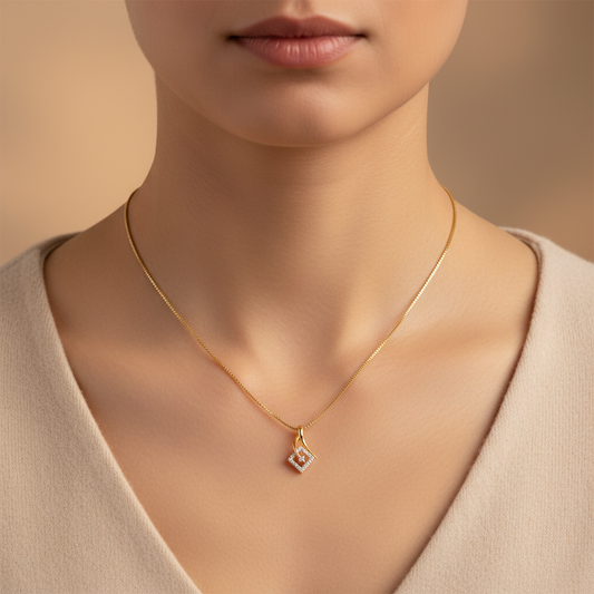 Luxe Wave Moissanite Diamond Square Pendant