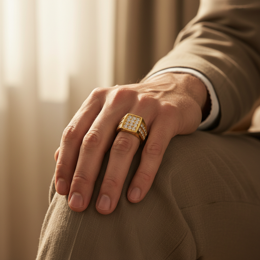 Premium Gold Multi Row Lab Grown Diamond Mens Band