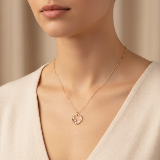 Midnight Sky Moissanite Diamond Circle Pendant Necklace