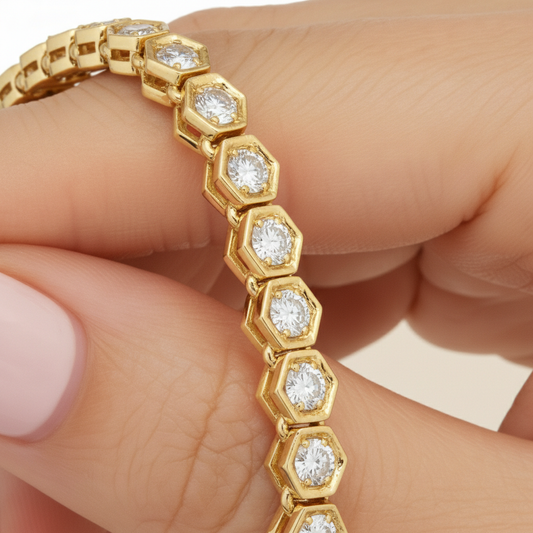 Luxury Hexagon Set Moissanite Diamond Tennis Bracelet