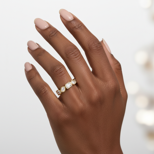 Solara Multi Cut Lab Grown Diamond Half Eternity Ring